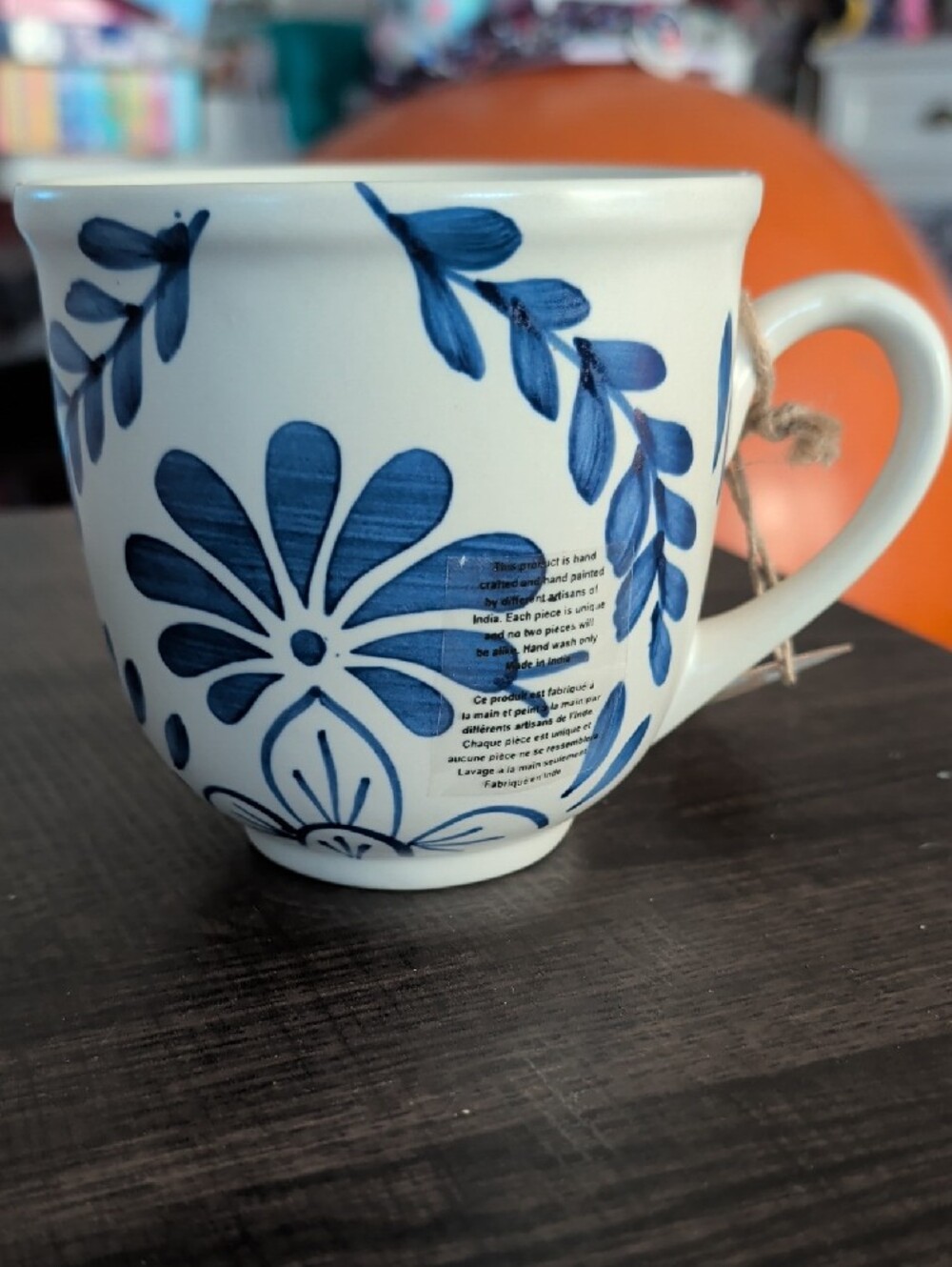 Artisan Hand painted Floral Ceramic Mug - Picture 3 of 4